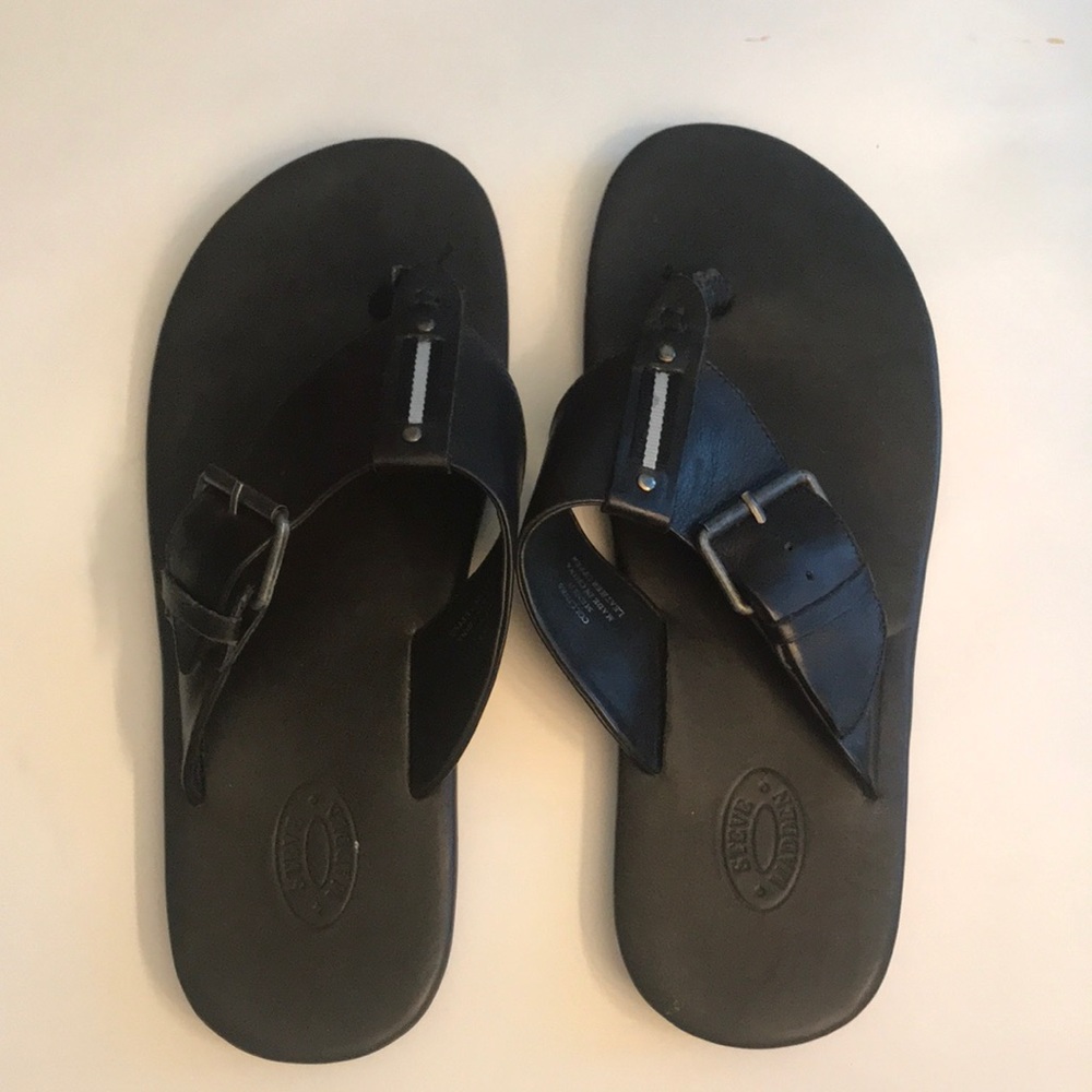 Steve Madden Collines Black Leather Sandals